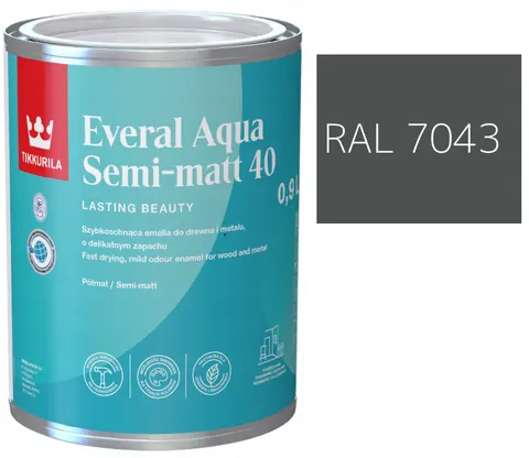 TIKKURILA Everal Aqua Semi Matt [40] szary ciemny RAL 7043