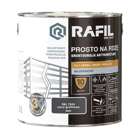 Rafil emalia prosto na rdzę szary grafitowy mat 2,5 L