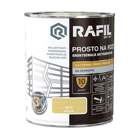 Farba RAFIL Prosto na Rdzę złoty połysk 0,75l