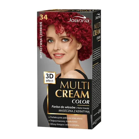 JOANNA MULTI CREAM COLOR Farba do włosów 34 INTENSYWNA CZERWIEŃ