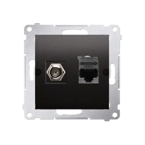 SIMON54 Gniazdo antenowe typu "F" + RJ45 kat.6 (moduł); antracyt