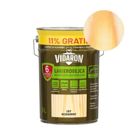 VIDARON Lakierobejca Ochronno-Dekoracyjna Bezbarwny L01 5L