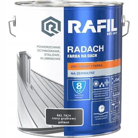 Rafil RADACH farba na dach 2w1 szary grafitowy półmat RAL7024 10L