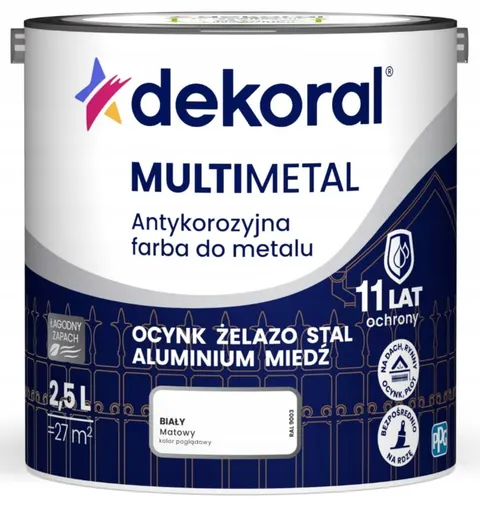DEKORAL Farba antykorozyjna MULTIMETAL biały 2,5L