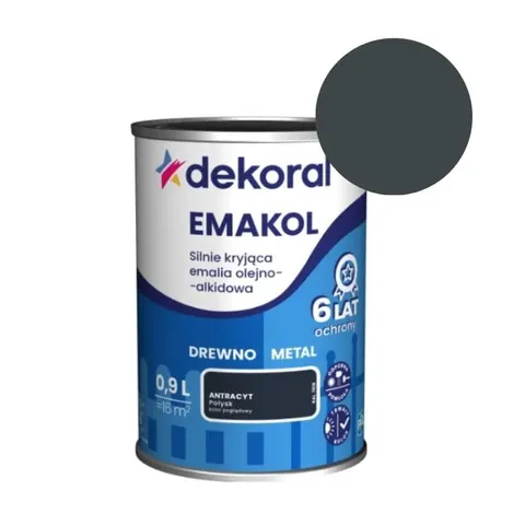 DEKORAL Emalia EMAKOL Strong antracytowy połysk 0,9 L