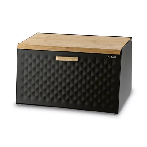 Tadar Chlebak stalowy Geometric Wood 35,5 x 21,5 x 20 cm czarny
