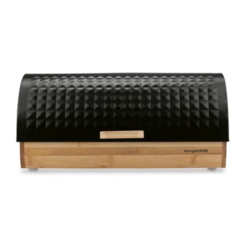 Konighoffer Chlebak drewniany Geometric 36 x 25 x 17 cm czarny