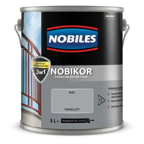 NOBILES Podkład do metalu NOBIKOR 5L popielaty mat