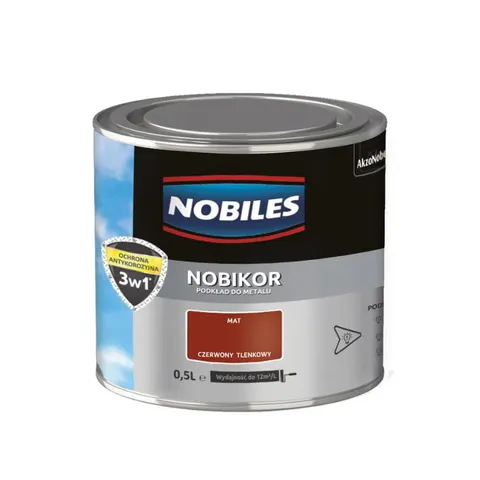 NOBILES Podkład do metalu NOBIKOR 0,5L czerwony tlenkowy mat