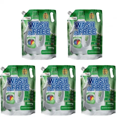 WASH&FREE Żel do prania UNIWERSALNY MOUNTAIN FRESHNESS 60 prań 2000 g, pakiet 5 opakowań