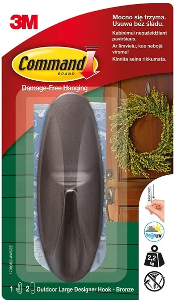 Command Outdoor Haczyk duży, 1 haczyk + 2 duże paski