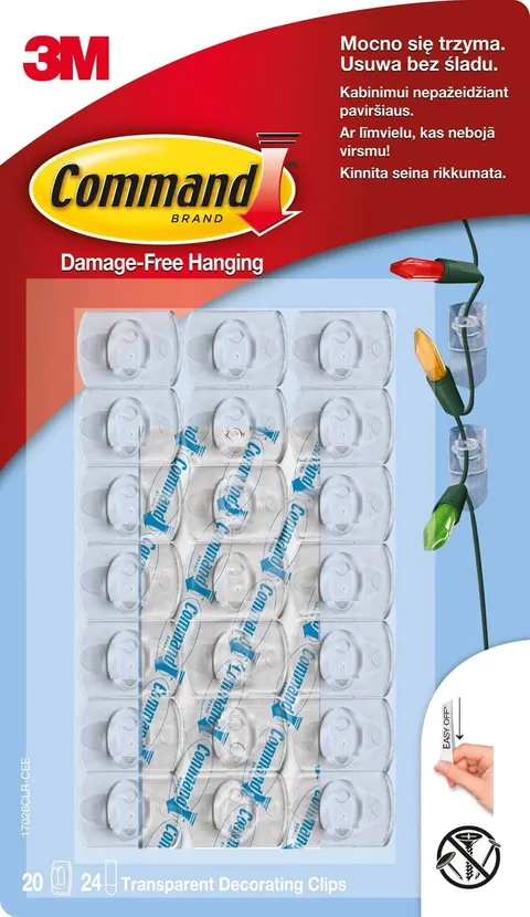 Haczyki samoprzylepne małe transparentne op. 20 szt. Command, 3M
