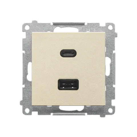 SIMON55 Ładowarka USB C+A (moduł), 30W, 230V; Szampański mat