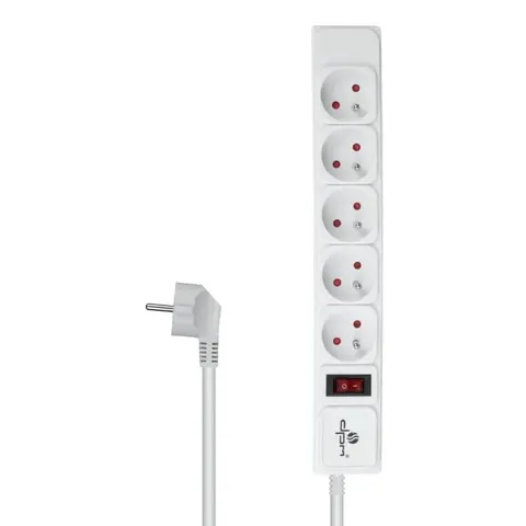 DPM Listwa ochronna FMP5115B z włącznikiem, 5 gniazd, biała, 1,5 m