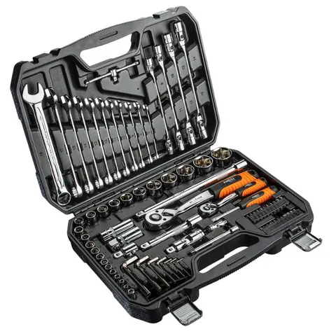 Neo Tools Klucze nasadowe 1/4, 1/2, zestaw 77 szt.
