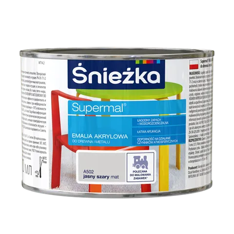 ŚNIEŻKA Emalia akrylowa SUPERMAL A302 jasny szary 0,4L mat