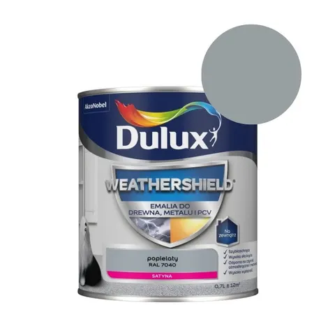 DULUX Emalia Weathershield do drewna, metalu i PCV 0,7L popielaty