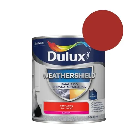 DULUX Emalia Weathershield do drewna, metalu i PCV 0,7L czerwony