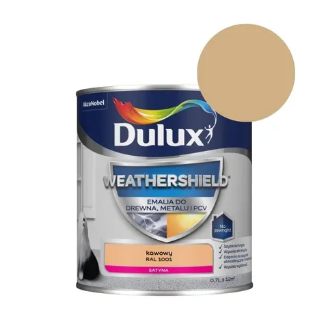 DULUX Emalia Weathershield do drewna, metalu i PCV 0,7L kawowy