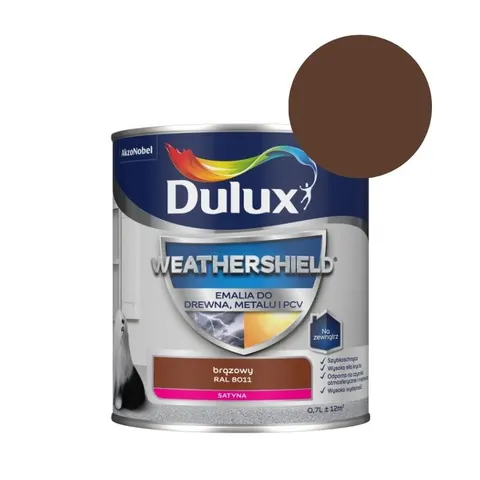 DULUX Emalia Weathershield do drewna, metalu i PCV 0,7L brązowy