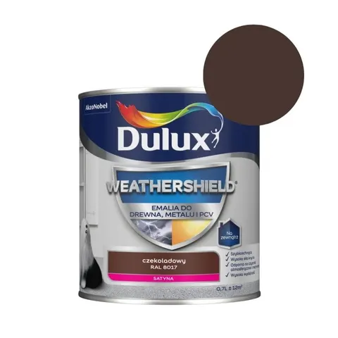 DULUX Emalia Weathershield do drewna, metalu i PCV 0,7L czekoladowy