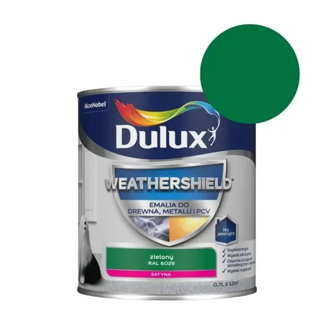DULUX Emalia Weathershield do drewna, metalu i PCV 0,7L zielony