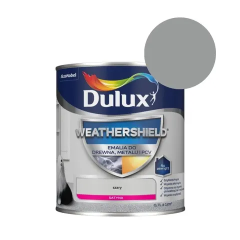 DULUX Emalia Weathershield do drewna, metalu i PCV 0,7L szary