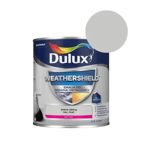 DULUX Emalia Weathershield do drewna, metalu i PCV 0,7L jasno szary