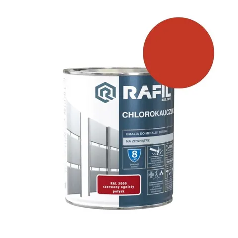 RAFIL Emalia Chlorokauczuk 0,75L czerwony ognisty RAL 3000
