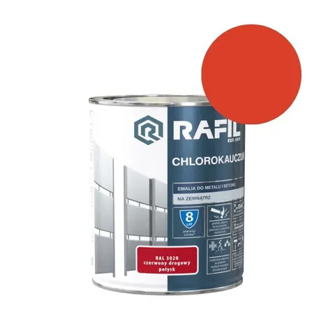 RAFIL Emalia Chlorokauczuk 0,75L czerwony drogowy RAL 3020