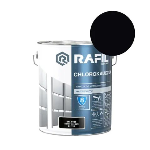 RAFIL Emalia Chlorokauczuk 10L czarny głęboki RAL 9005