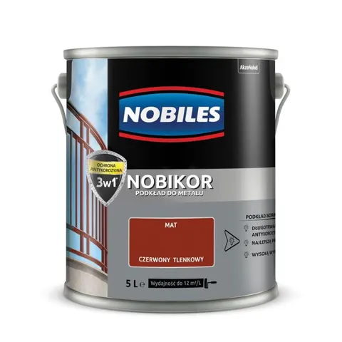 NOBILES Podkład do metalu NOBIKOR 5L czerwony tlenkowy mat