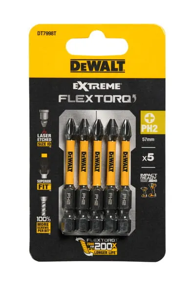 Dewalt DT7998T Bity udarowe końcówki Torsion PH2 50mm 5szt.