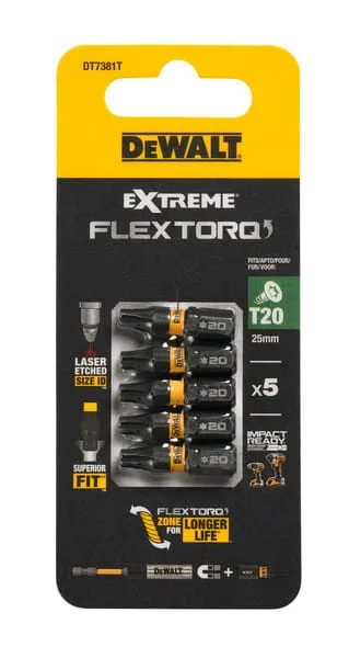 Dewalt DT7381T Końcówki wkrętakowe bity T20 25mm 5szt.