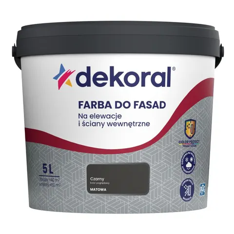 DEKORAL Farba akrylowa do fasad czarny 5L