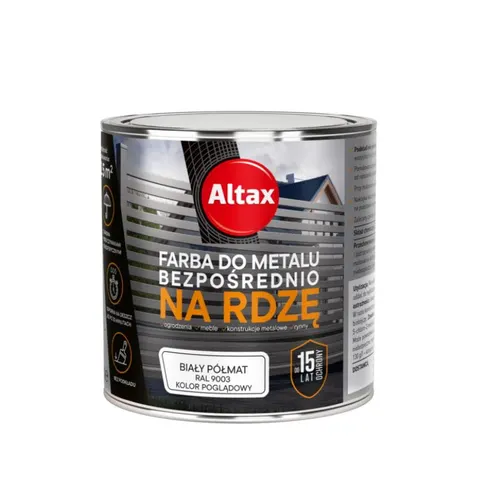 ALTAX Farba do metalu na rdzę 0,25L biały półmat