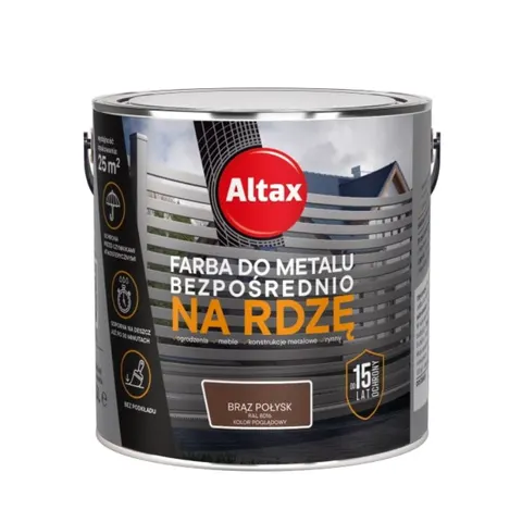 ALTAX Farba do metalu na rdzę 2,5L brązowy połysk