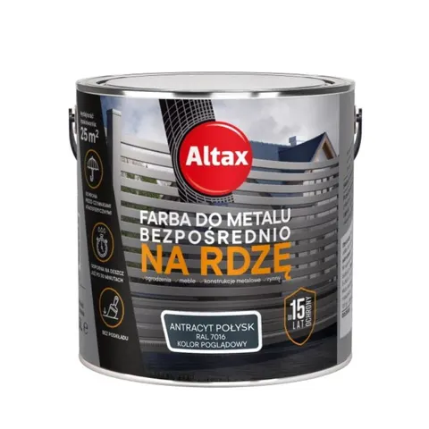 ALTAX Farba do metalu na rdzę 2,5L antracyt połysk
