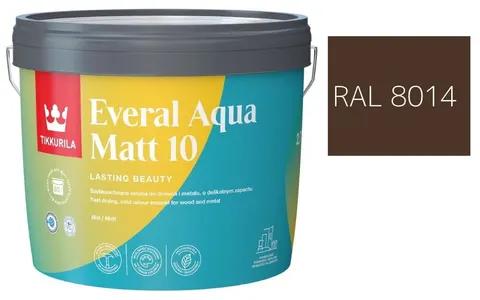 TIKKURILA Everal Aqua Matt [10] 2,7L KOLOR BRĄZOWY SEPIA RAL 8014