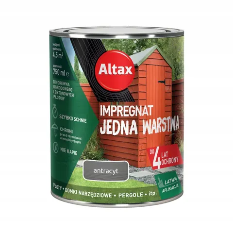ALTAX Impregnat Jedna Warstwa 0,9L antracyt do drewna i betonu