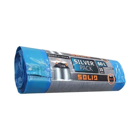 SOLID Worki z taśmą SILVER PACK 60L 15 sztuk