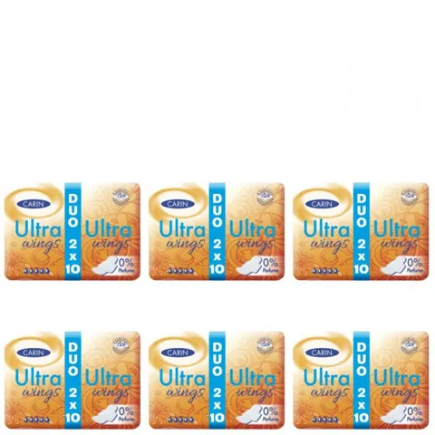 CARIN Podpaski higieniczne ULTRA WINGS DUO 2x10 szt., pakiet 6 opakowań