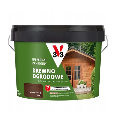 V33 Impregnat ochronny Drewno Ogrodowe 10L ciemny orzech