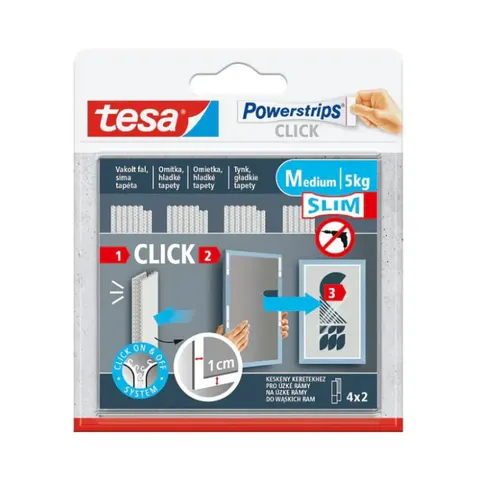 Tesa Powerstrips Rzepy samoprzylepne CLICK M-Slim - 4 pary