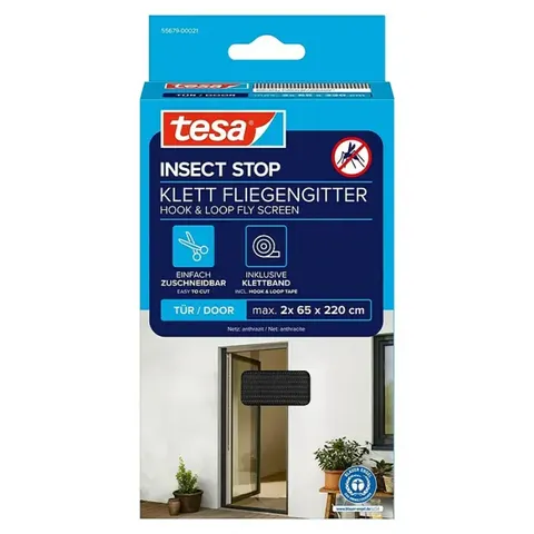 Tesa Moskitiera drzwiowa 2 x 65 x 220 cm czarna