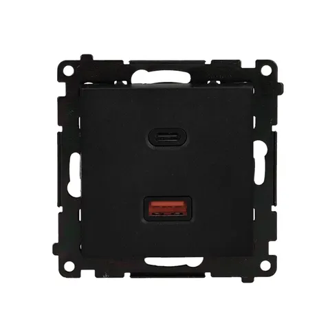 SIMON 55 Ładowarka USB C+A 30W 230V, moduł, czarny mat; TEC2CAQ.01/149