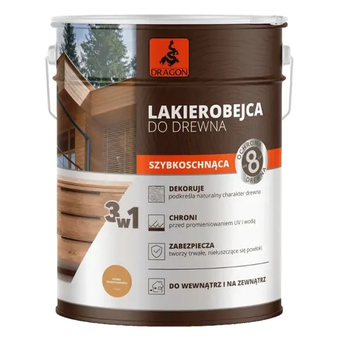 DRAGON Lakierobejca do drewna szybkoschnąca 5L Sosna skandynawska