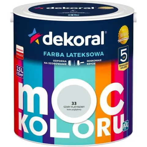 Dekoral farba lateksowa Moc koloru Szary Platynowy 2,5 l