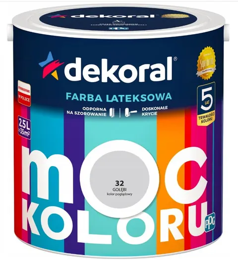 Dekoral farba lateksowa Moc koloru Gołębi 5L