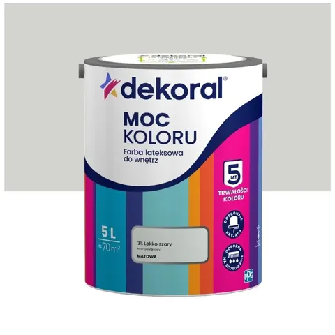 Dekoral farba lateksowa Moc koloru lekko szary 5L
